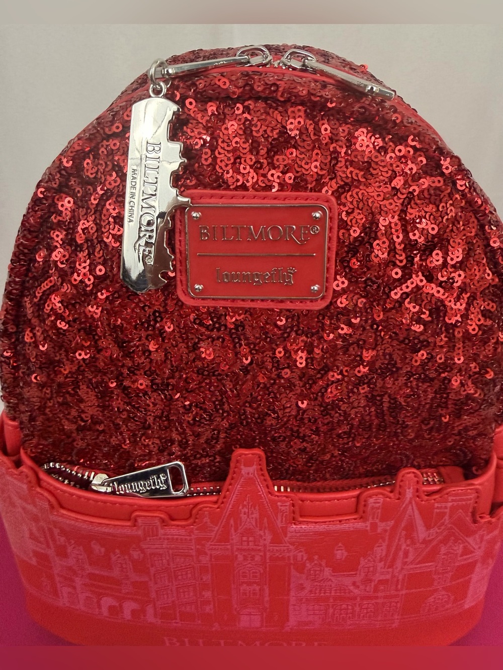 Stunning “Hard of Find” NWT Loungefly Red Sequin Biltmore Mini Backpack !!!! - Picture 5 of 10